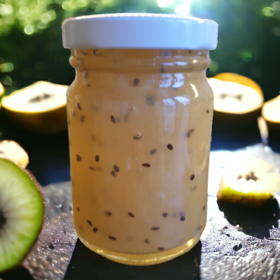 Golden kiwi jam met kokos en sinasappel limoen smaak